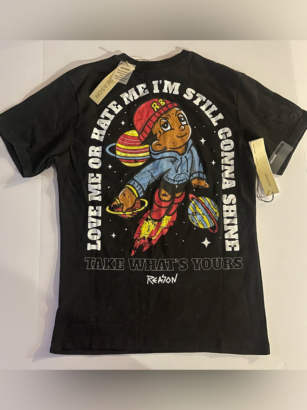 Reason Black Graphic Tee with Cloudy Black Colorway Size L